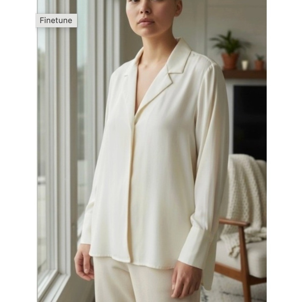 Abercrombie‎ & Fitch Hook & Eye Collared Blouse XL Cream